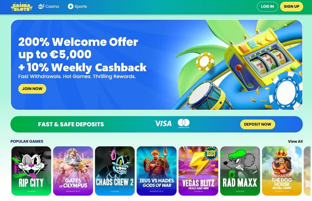 Samba Slots Casino – vibrant online casino with crypto payments and colourful pokies designed for Australian players.